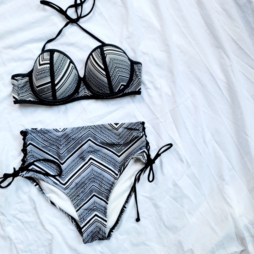 Black and White Patterned Bikini